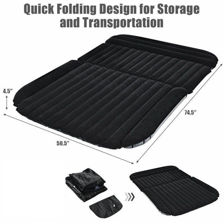 Inflatable SUV Air Backseat Mattress Flocking Travel Pad w/Pump Camping Outdoor Image 2