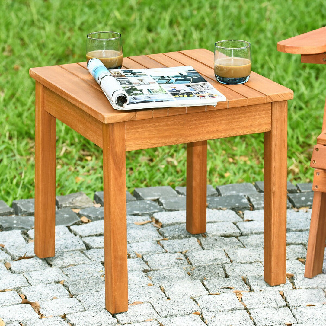 Wooden Square Side End Table Patio Coffee Bistro Table Indoor Outdoor Natural Image 1