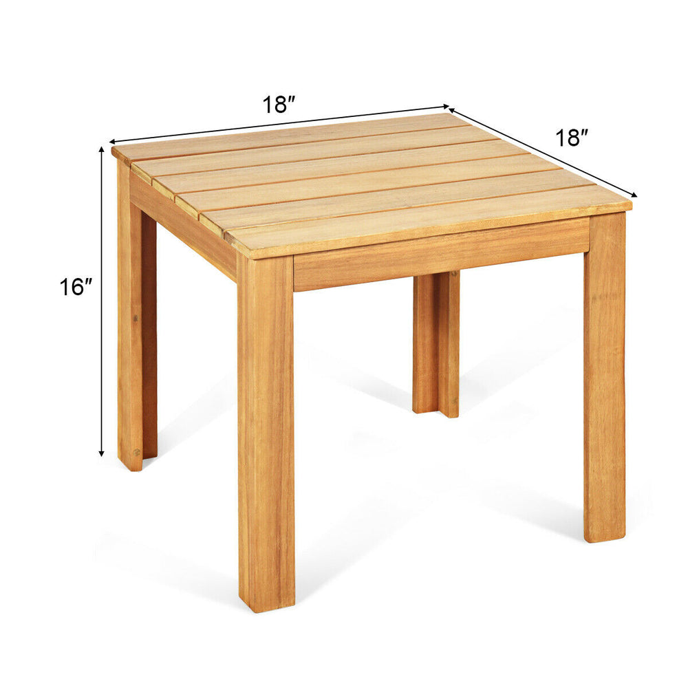 Wooden Square Side End Table Patio Coffee Bistro Table Indoor Outdoor Natural Image 2