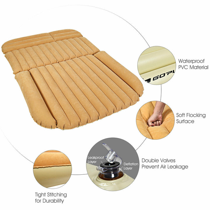 Inflatable SUV Air Backseat Mattress Flocking Travel Pad w/Pump Camping Travel Image 10