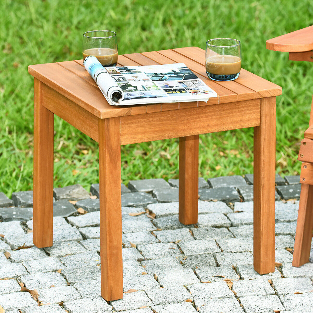 2PCS Wooden Square Side End Table Patio Coffee Bistro Table Indoor Outdoor Natural Image 4