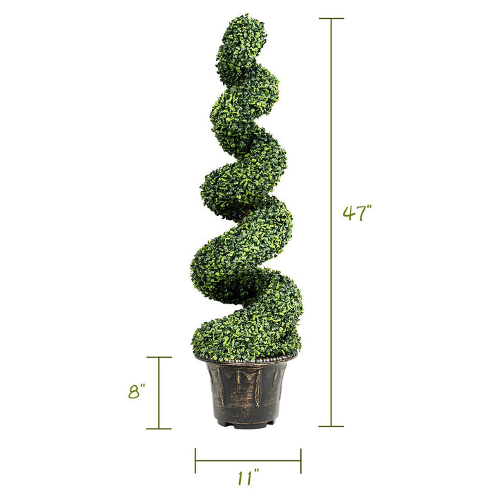 2Pcs 4FT Artificial Boxwood Spiral Tree W/Realistic Leaves Indoor Outdoor Office Image 10