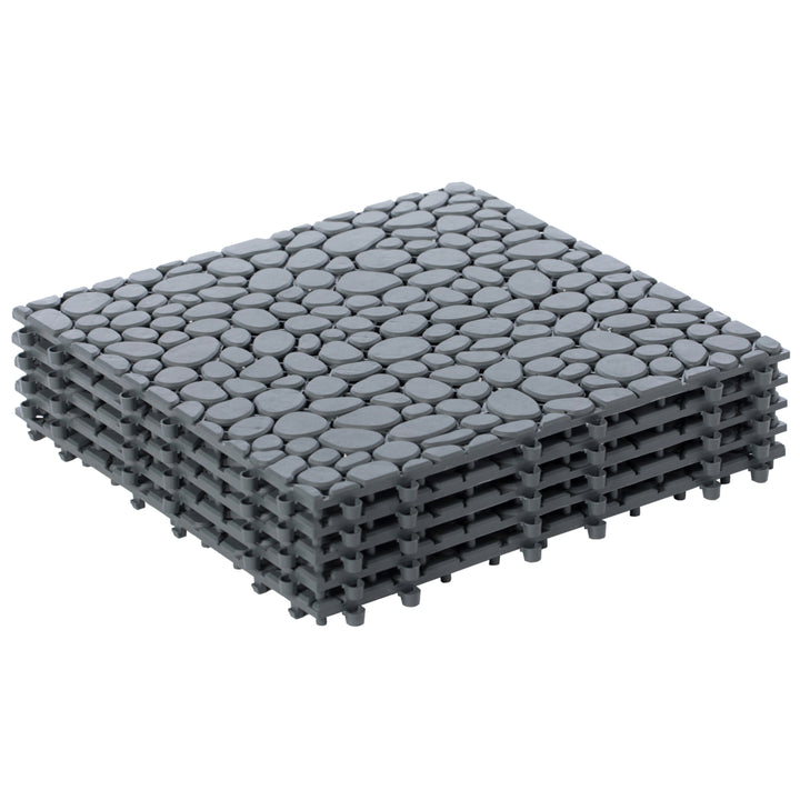 Interlocking Garden Pathway Tiles 5 Pack Anti-Slip 12x12 Durable Plastic Pavers Image 2