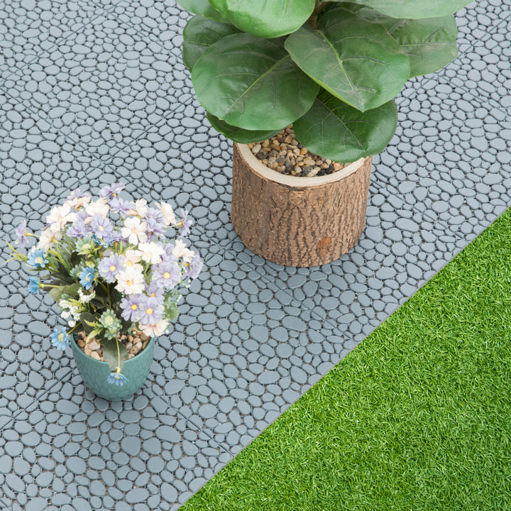 Interlocking Garden Pathway Tiles 5 Pack Anti-Slip 12x12 Durable Plastic Pavers Image 4