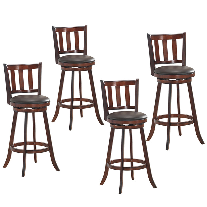 Set of 4 29.5 Swivel Bar stool Leather Padded Dining Kitchen Pub Bistro Chair Image 1