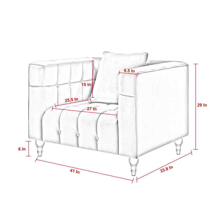 Lyla Club Chair-Biscuit Tufted-Lucite Leg-Sinuous Springs Image 9