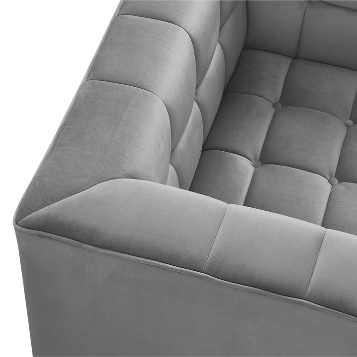 Lyla Club Chair Velvet Biscuit Tufted Lucite Legs Modern Accent Chair 41in Wide Image 10