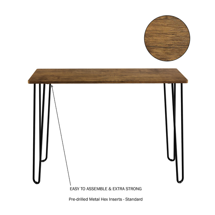 Desk with Hairpin Legs-Modern Industrial Style Dcor, Woodgrain-Look and Steel Accent Furniture for Living Room, Image 1