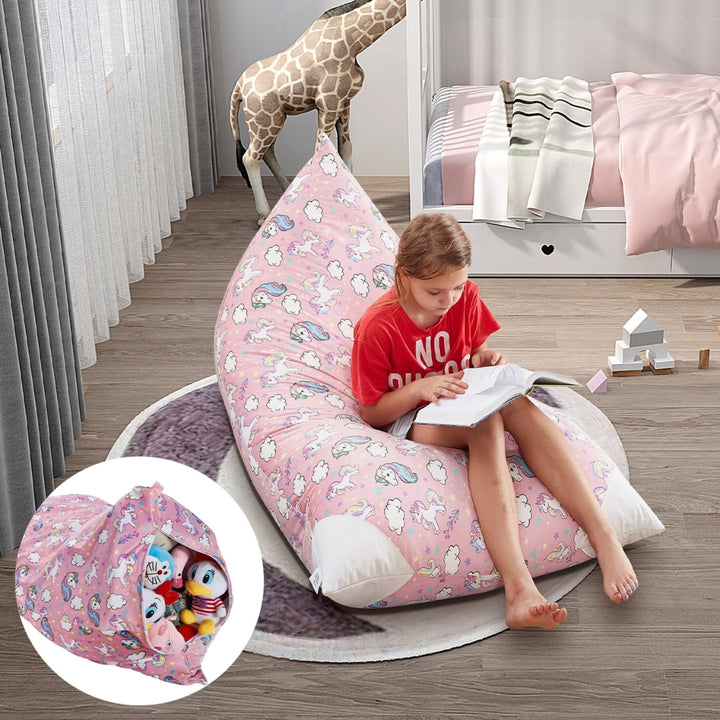 Inspired Home Bean Bag Cover Microfiber Storage Organizer 55"x35" Kids Friendly Image 2