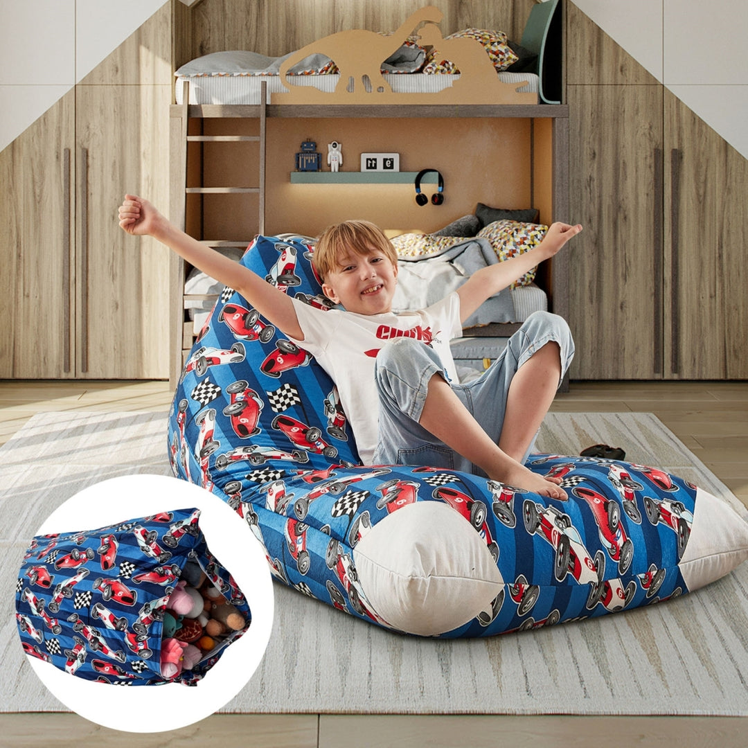 Inspired Home Bean Bag Cover Microfiber Storage Organizer 55"x35" Kids Friendly Image 3