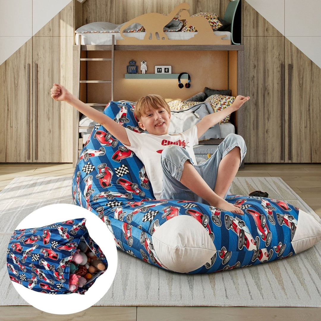 Inspired Home Bean Bag Cover Microfiber Storage Organizer 55"x35" Kids Friendly Image 1