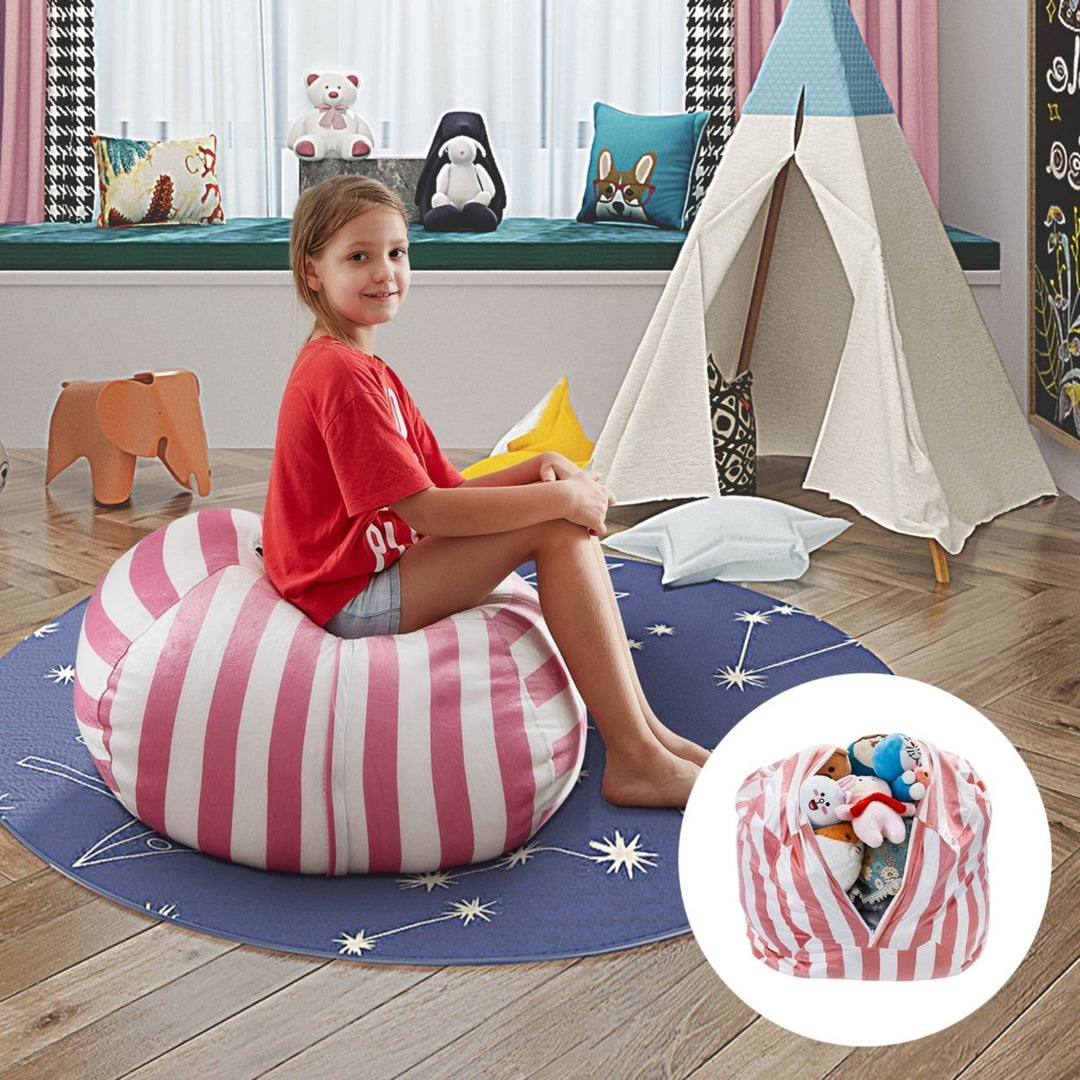 Bean Bag Covers-Microfiber-Storage Organizer -Striped Image 4