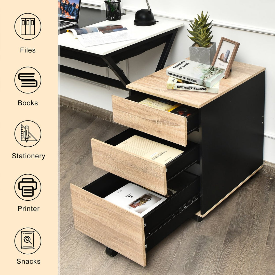 3-Drawer Mobile File Cabinet Vertical Filling Cabinet for Home Office Image 5