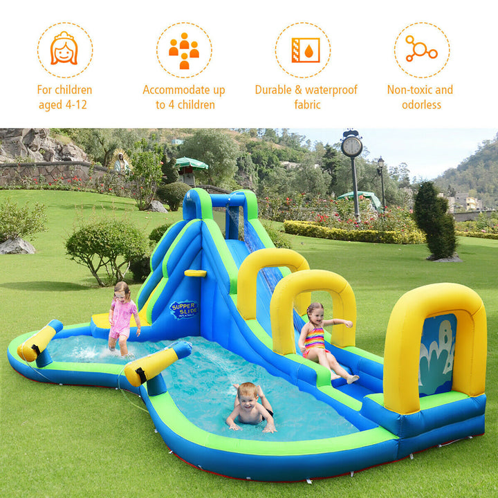 Inflatable Water Slide Kids Bounce House Castle Splash Pool Without Blower Image 5