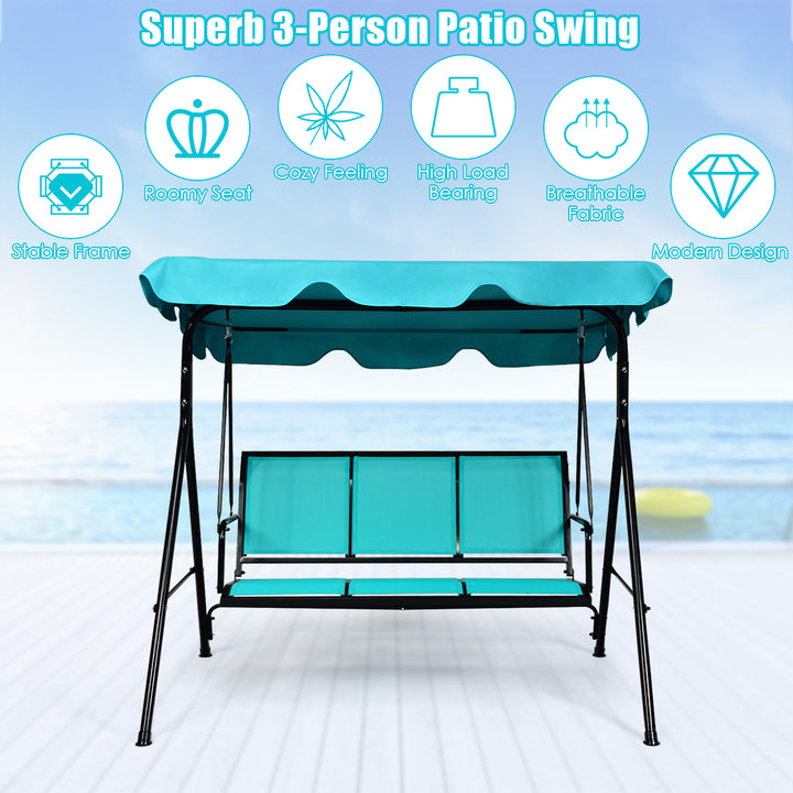 3 Person Patio Swing Canopy Yard Furniture Image 4