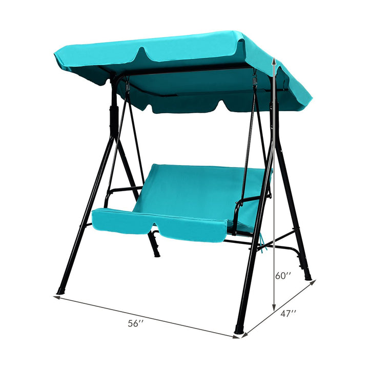 Loveseat Patio Canopy Swing Glider Hammock Cushioned Blue Image 4