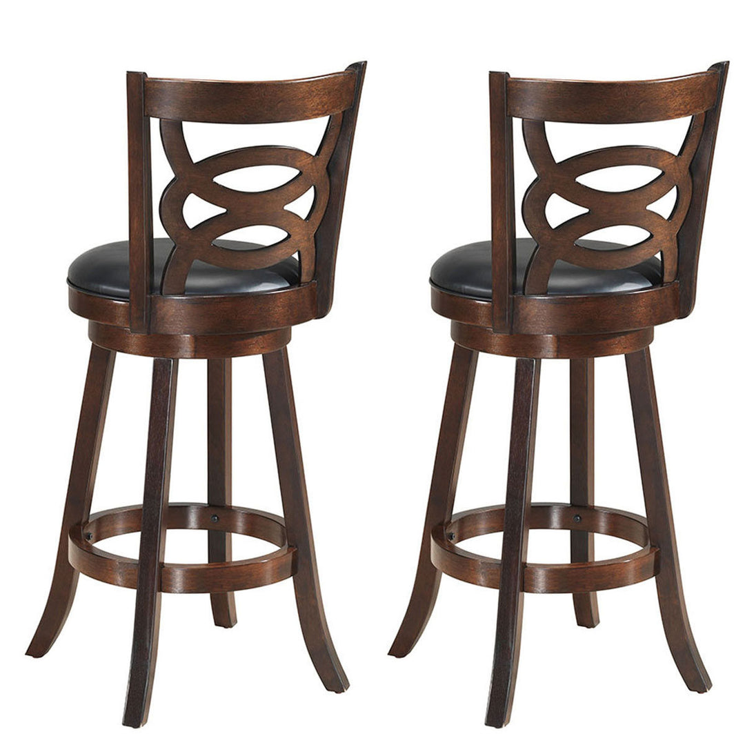 Set of 2 Bar Stools 29 Height Wooden Swivel Backed Dining Chair Home Kitchen Image 5