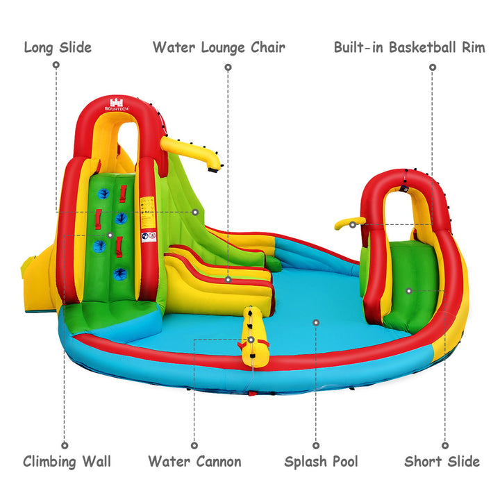 Kids Inflatable Water Slide Park with Climbing Wall Water Cannon and Splash Pool Image 5