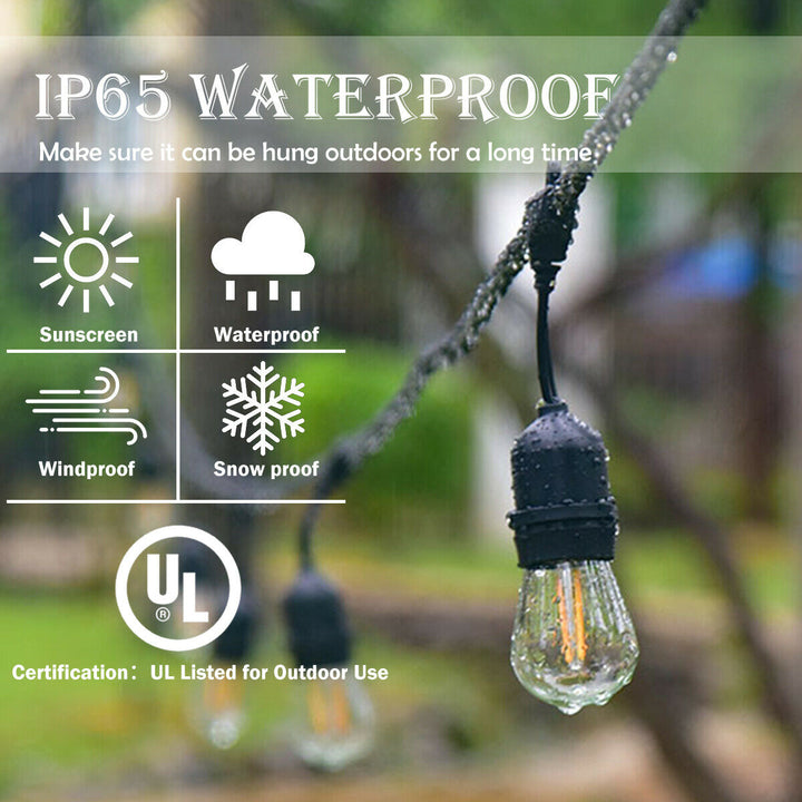 48FT LED Outdoor Waterproof Commercial Grade Patio Globe String Lights Bulbs Image 5