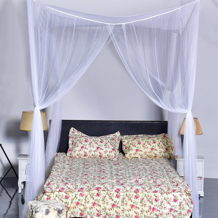 4 Corner Post Bed Canopy Mosquito Net Full Queen King Size Netting Bedding White Image 5