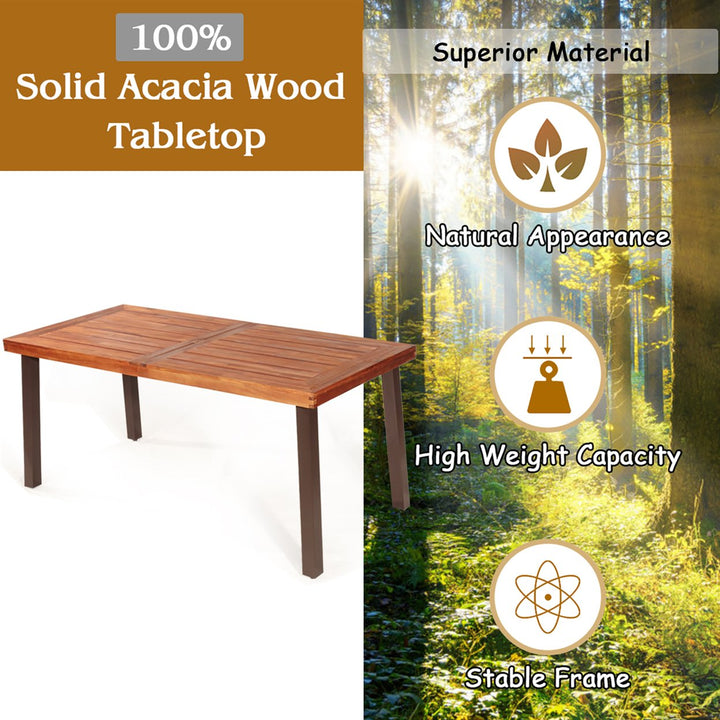 Rectangular Acacia Wood Dining Table Rustic Furniture Indoor andOutdoor Image 5