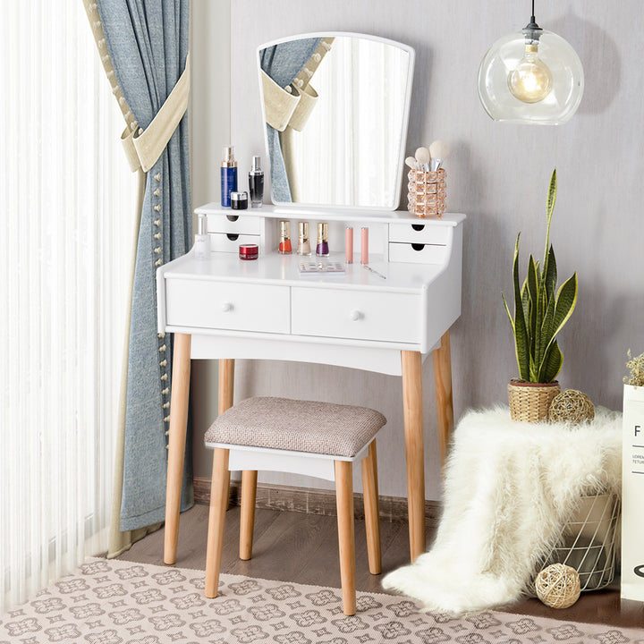 Vanity Table 6 Dressing Table Cushioned Stool Makeup Table Image 5