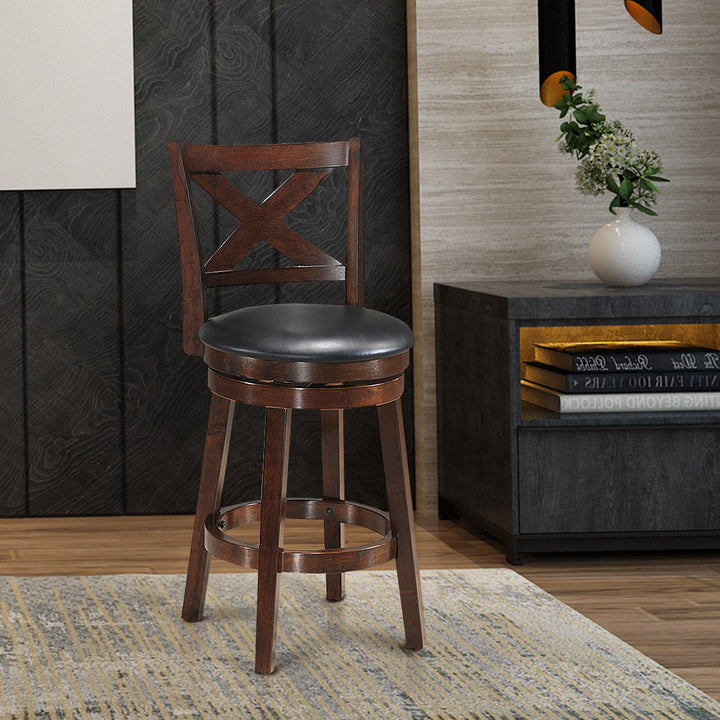 Swivel Stool 24 Counter Height X-Back Upholstered Dining Chair Kitchen Espresso Image 5