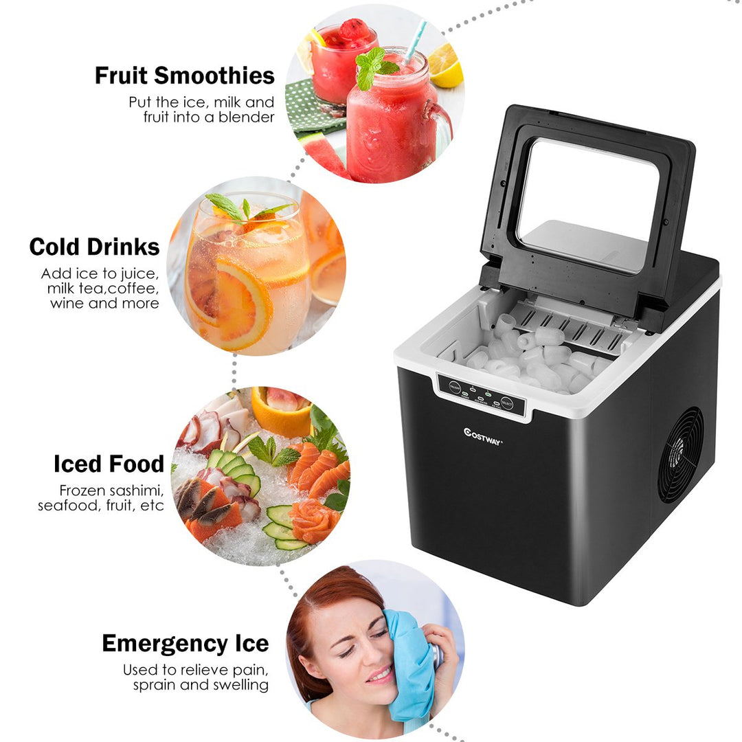 Ice Maker Machine Countertop 26Lbs/24H Portable W/Scoop and Basket Black Image 5