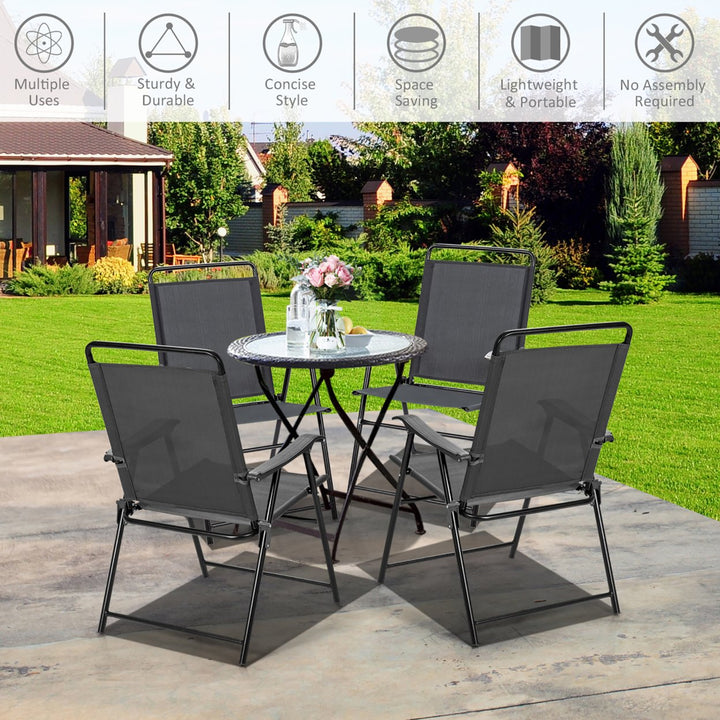 4PCS Outdoor Patio Folding Chair W/Armrest Portable Camping Lawn Garden Image 5