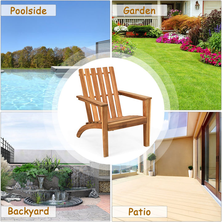 Patio Acacia Wood Adirondack Chair Lounge Armchair Durable Outdoor Garden Yard Image 5