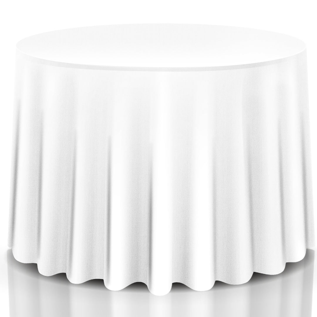 10 pcs 90 Round Tablecloth Polyester For Home Wedding Restaurant Party White Image 5