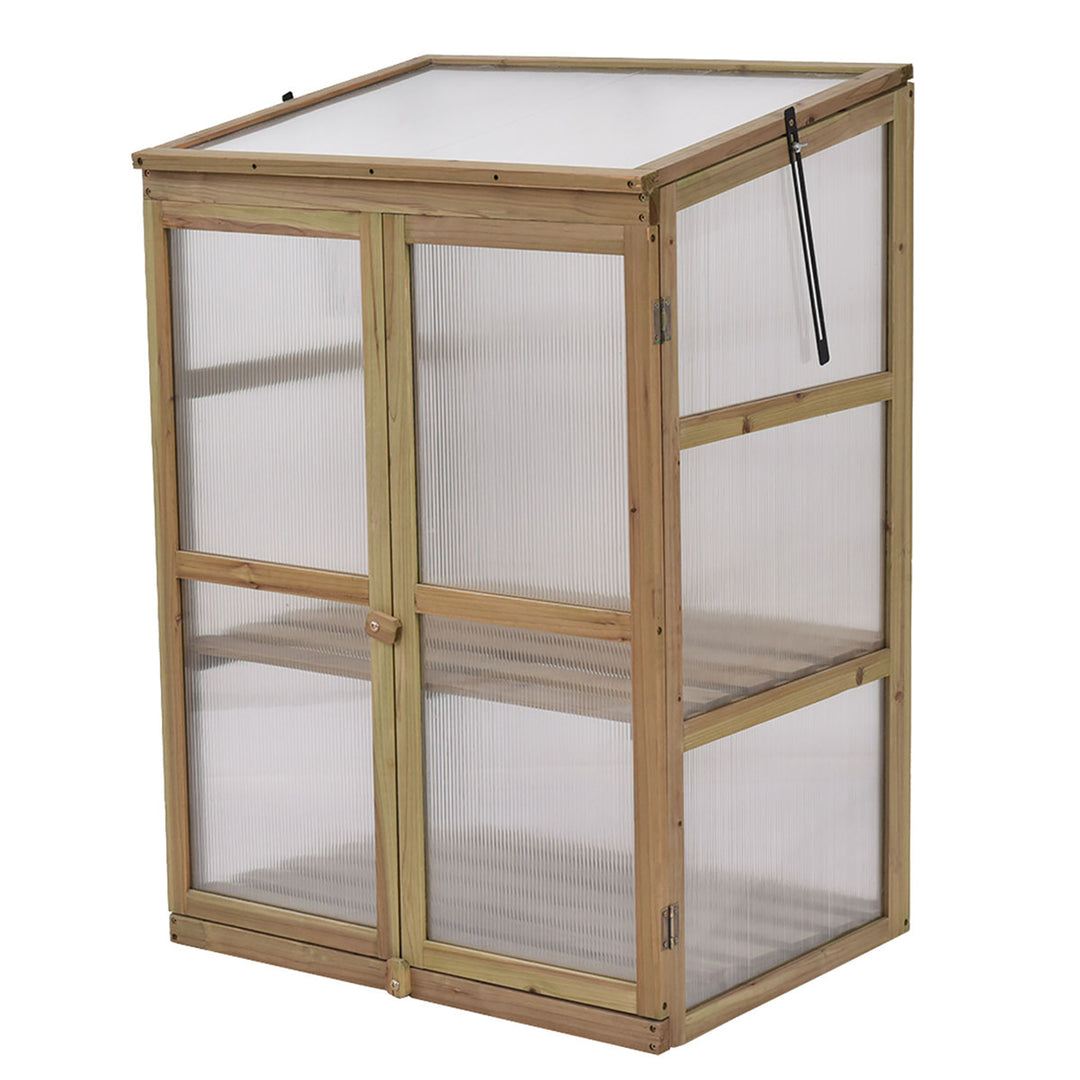 Garden Portable Wooden GreenHouse Cold Frame Raised Plants Shelves Protection Image 5