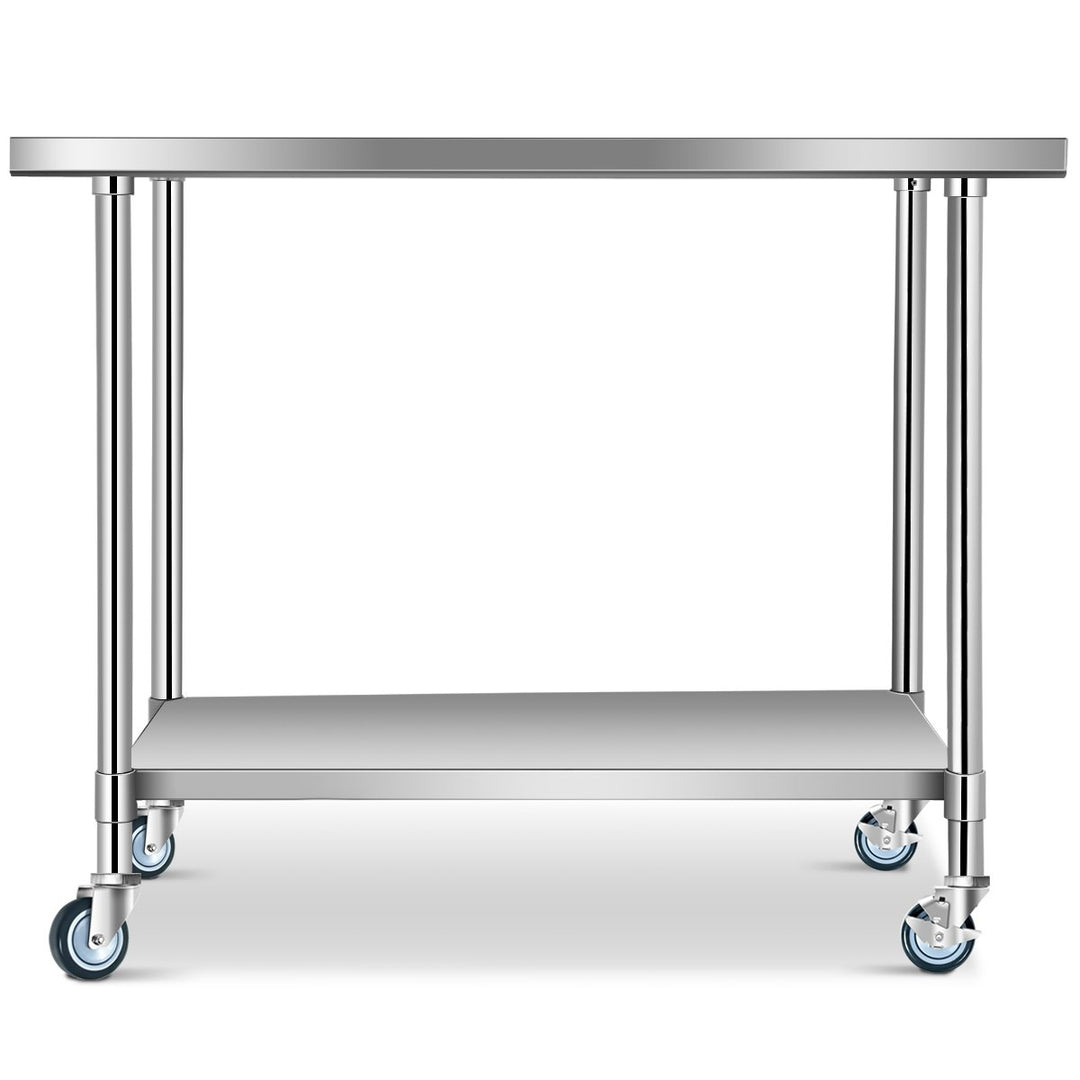 30 x 48 Stainless Steel Commercial Kitchen Work Table w/ 4 Wheels Image 5