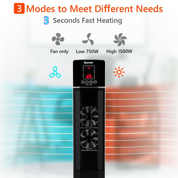 1500W Portable Oscillating Ceramic Tower Heater w/ Timer Remote Control Room Use Image 5