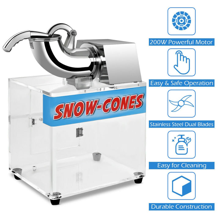 Electric Snow Cone Machine Ice Shaver Maker Shaving Crusher Dual Blades Image 5