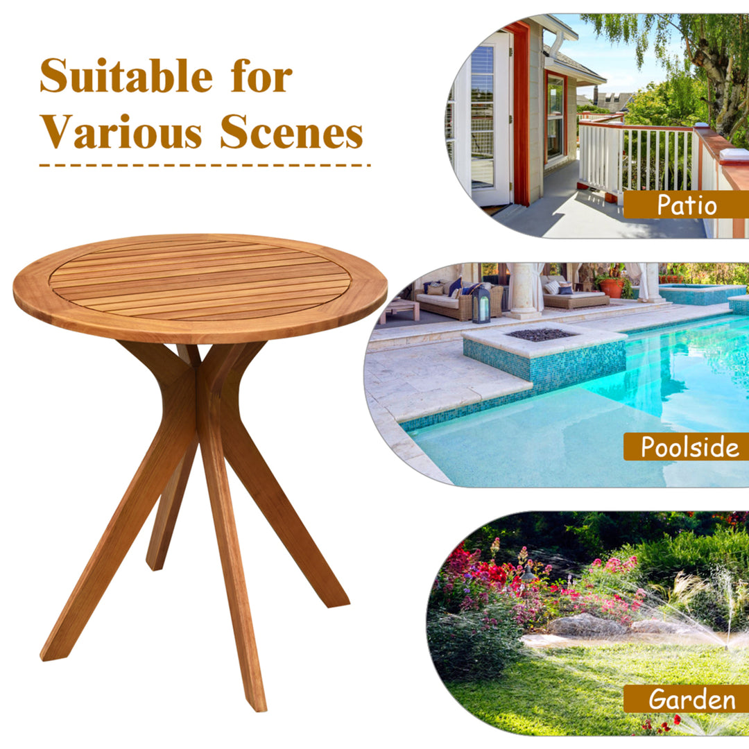 27 Outdoor Round Table Solid Wood Coffee Side Bistro Table Image 5