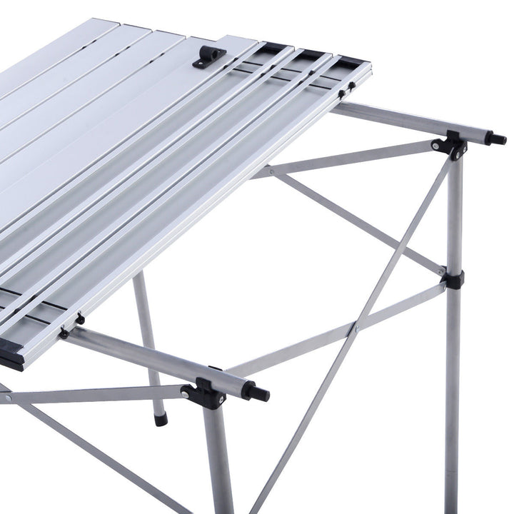 Roll Up Portable Folding Camping Square Aluminum Picnic Table w/Bag (27-3/5 ) Image 5