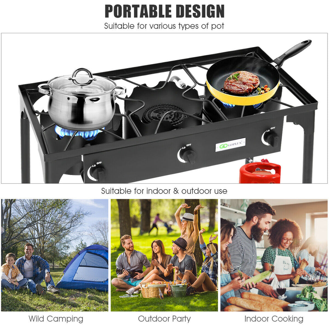 Portable Propane 225,000-BTU 3 Burner Gas Cooker Outdoor Camp Stove BBQ Image 5