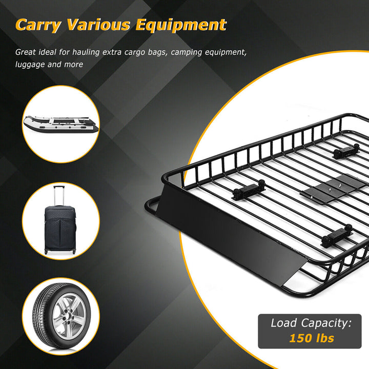 64 Universal Roof Rack Cargo Carrier W/ Expandable Top Luggage Holder Basket Image 5