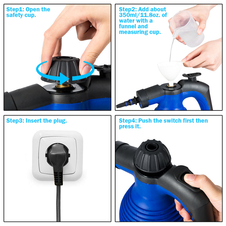 Multifunction Portable Steamer Household Steam Cleaner 1050W W/Attachments Blue Image 5