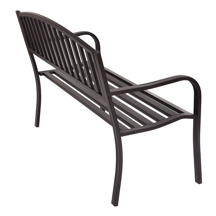 50 Patio Garden Bench Park Yard Outdoor Furniture Steel Slats Porch Chair Seat Image 5