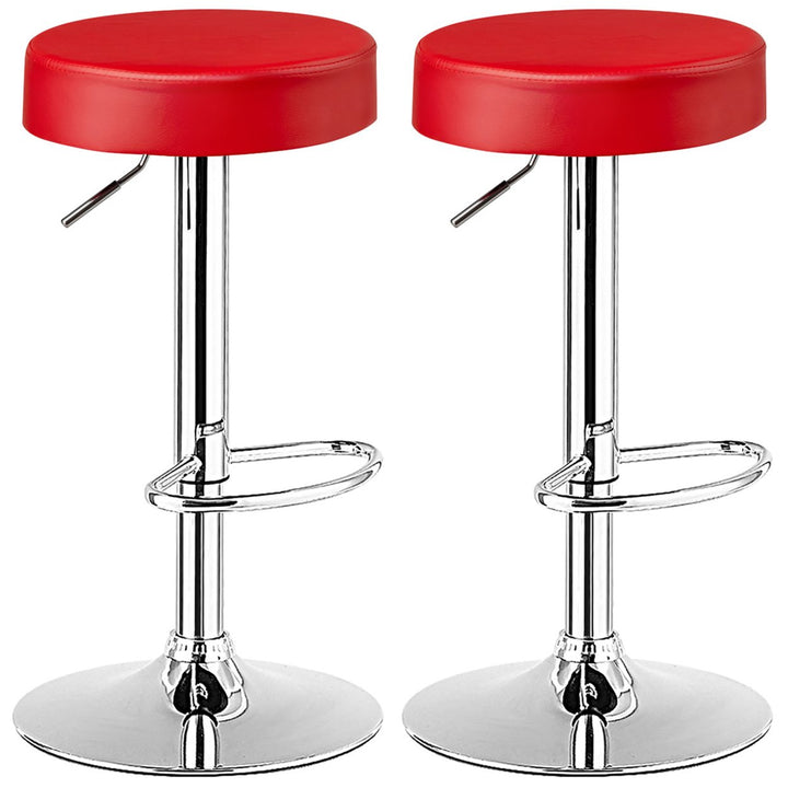 Costway Set of 2 Round Bar Stool Adjustable Swivel Pub Chair w/ Footrest White\Red\Black Image 1