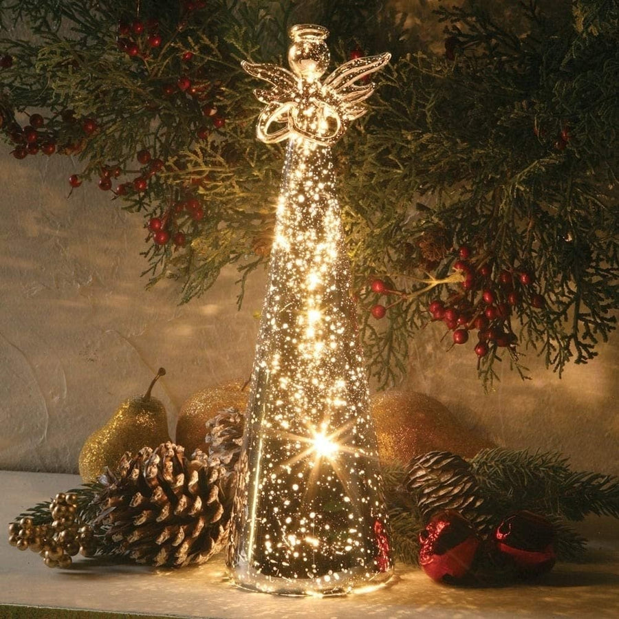 Mercury Glass Angel-LED Lighted Battery Powered Cordless Holiday Image 1