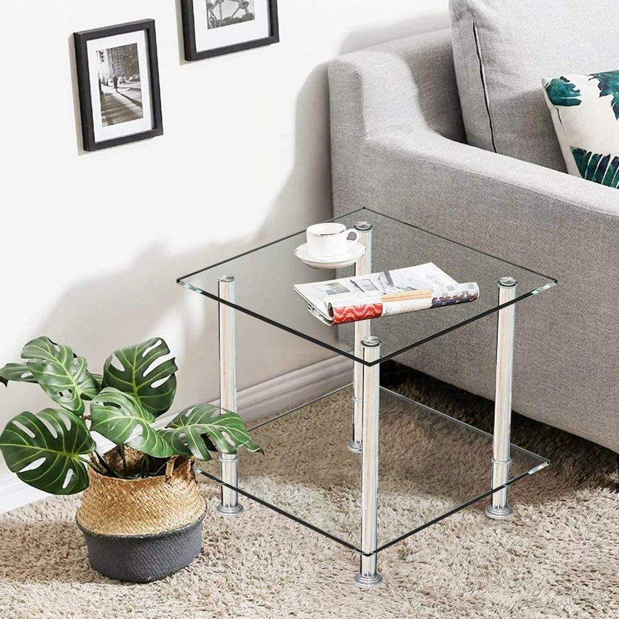 Square Glass End Table Image 1