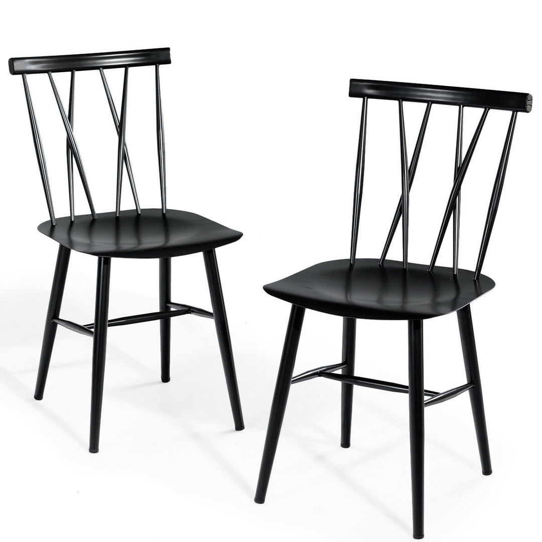 Set of 2 Dining Side Chairs Chairs Armless Cross Back Kitchen Bistro Caf Image 5