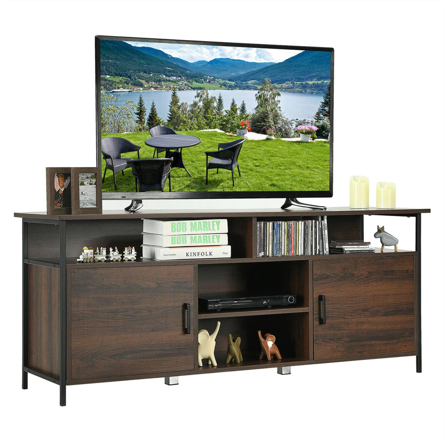 58 Wood TV Stand Entertainment Media Center Console w/ Storage Cabinet Image 1