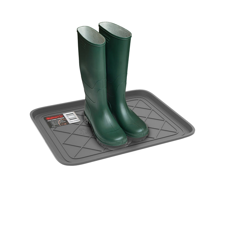 Gray Utility Boot Tray Waterproof Recycled Plastic Eco Friendly 19.75x15.5 Inch Image 1