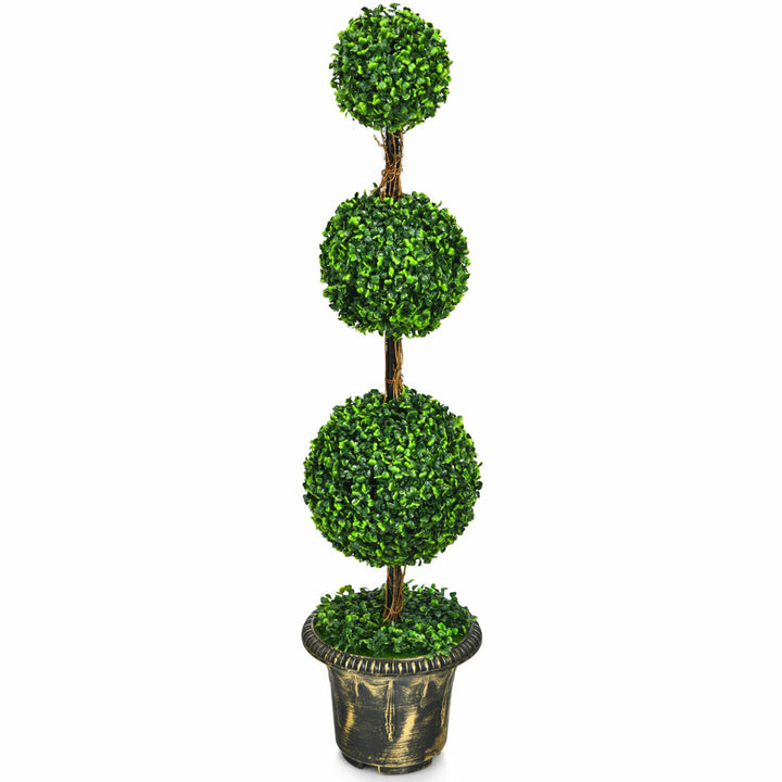 4 Ft Artificial Triple Ball Topiary Tree Greenery Plant Home Image 1