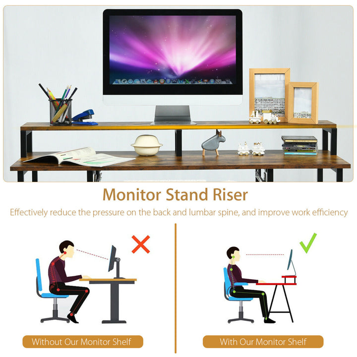 47 Computer Desk Writing Study Table w/ Keyboard Tray and Monitor Stand Image 7