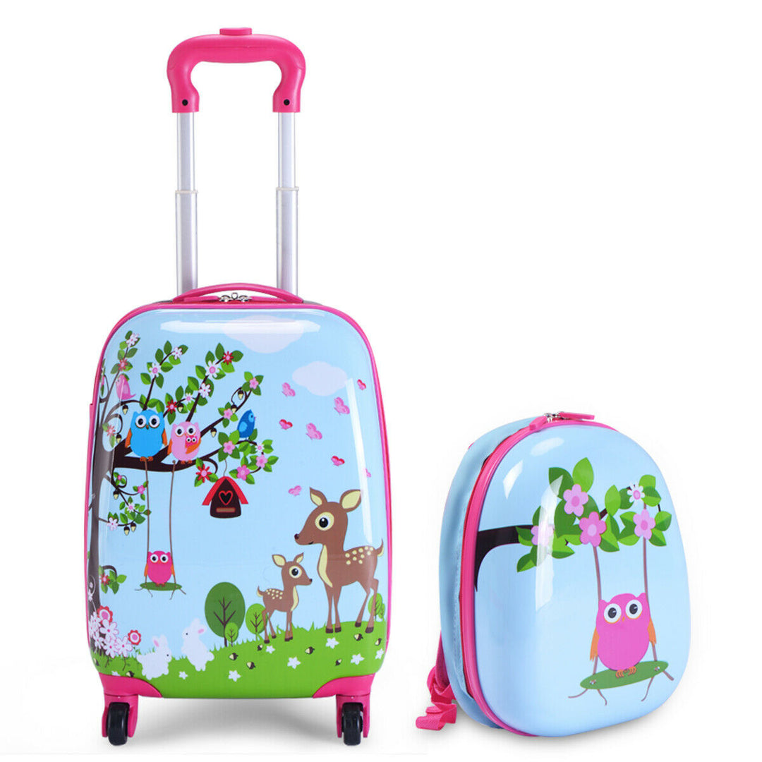 2Pc 12 16 Kids Luggage Set Suitcase Backpack School Travel Trolley ABS Image 1